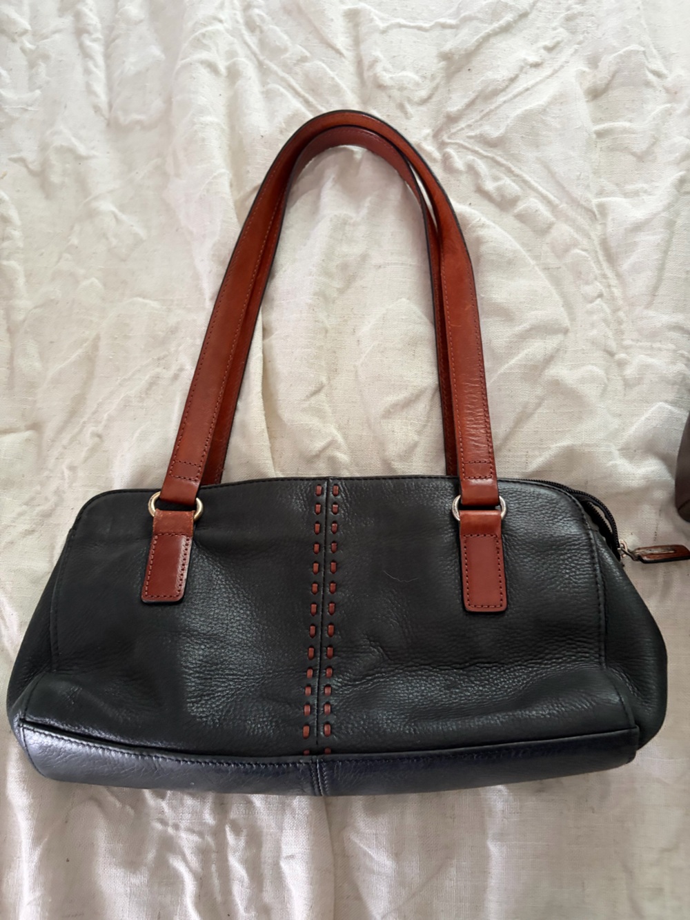 Vintage Fossil Shoulder Bag / Blach and brown leather